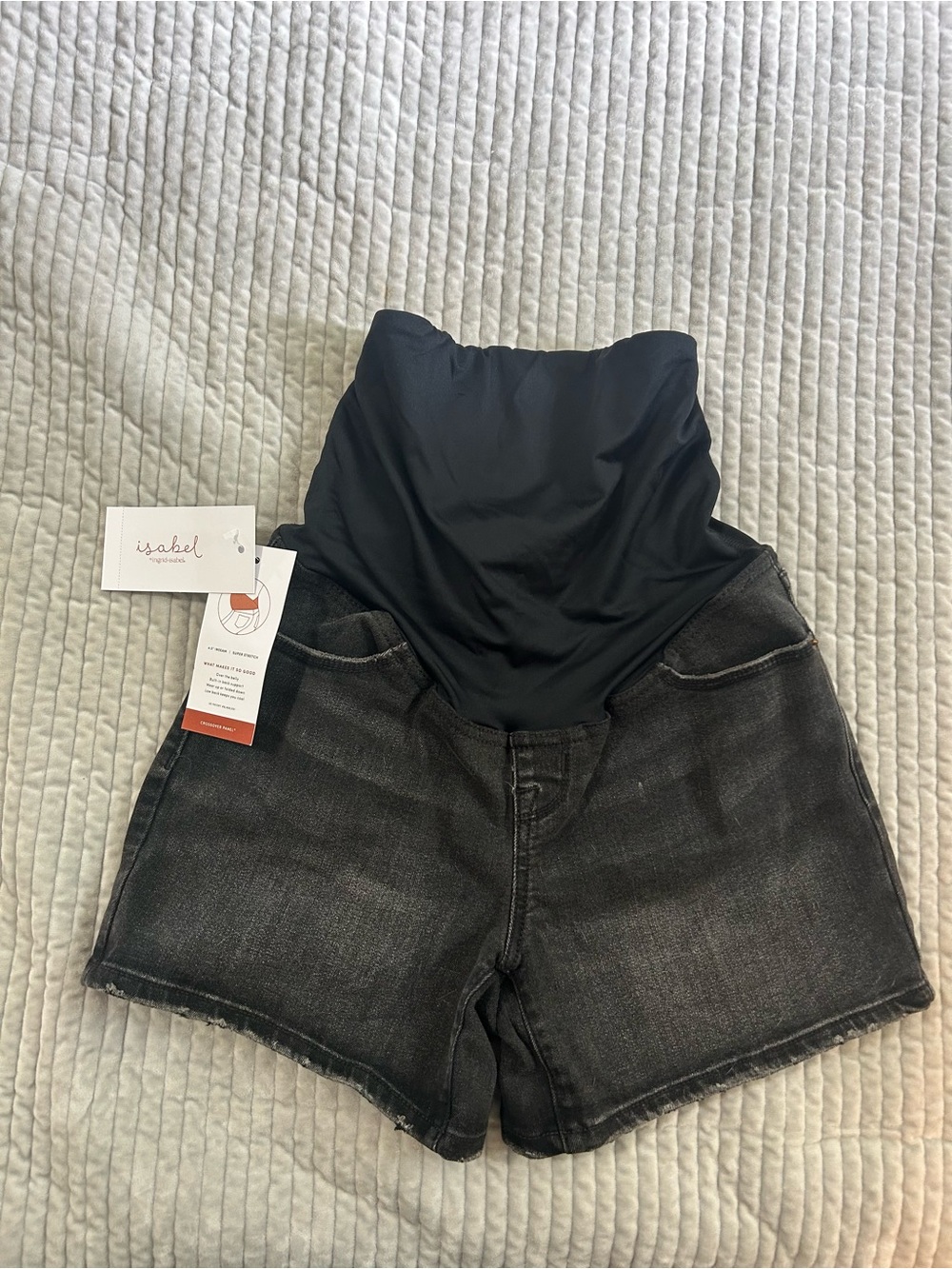 NWT Maternity Black High-Waist Denim Shorts